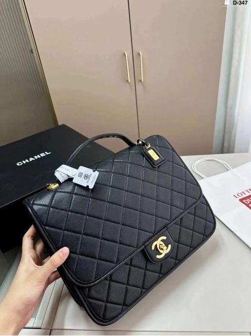 Chanel Quilted Caviar Leather Classic Flap Bag Black