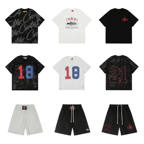Corteiz CRTZ Rules The World Graphic Streetwear T-Shirt and Shorts Set Multicolor