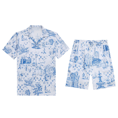 Louis Vuitton LV Toile de Jouy Summer Matching Set Blue and White
