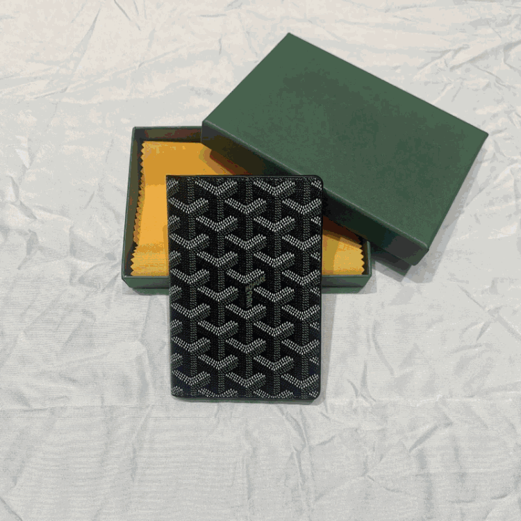 Goyard Passport Holder Iconic Canvas Travel Accessory Black