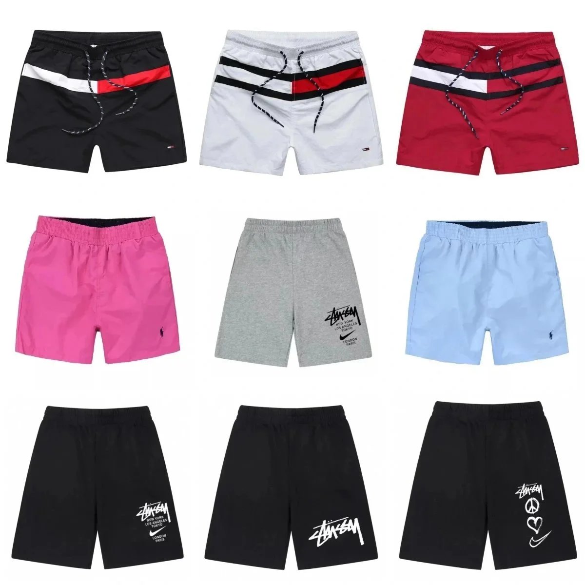 Stussy Graphic Print Casual Shorts Black Gray