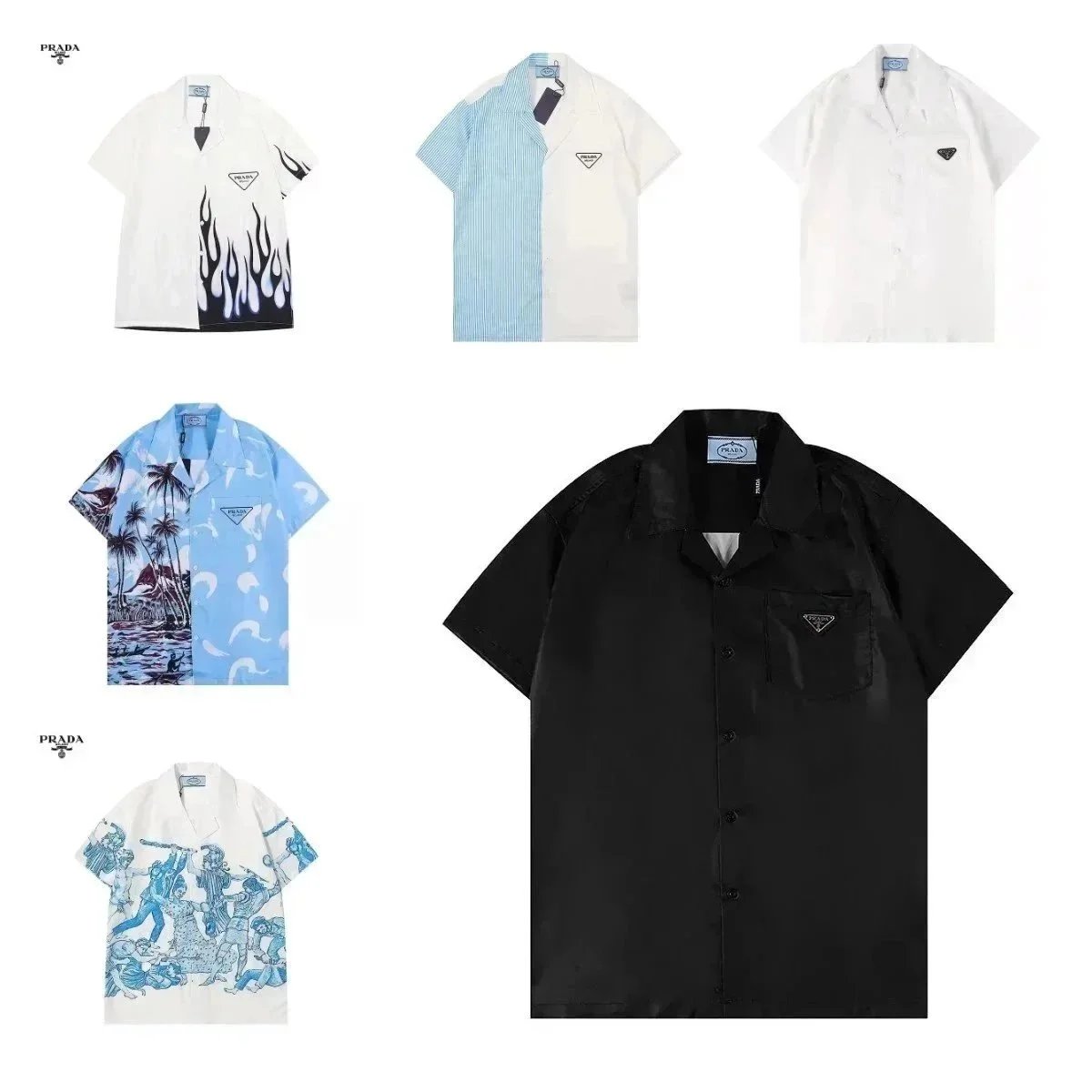 Prada Re-Nylon Short Sleeve Shirt Casual Button-Down Shirt Black
