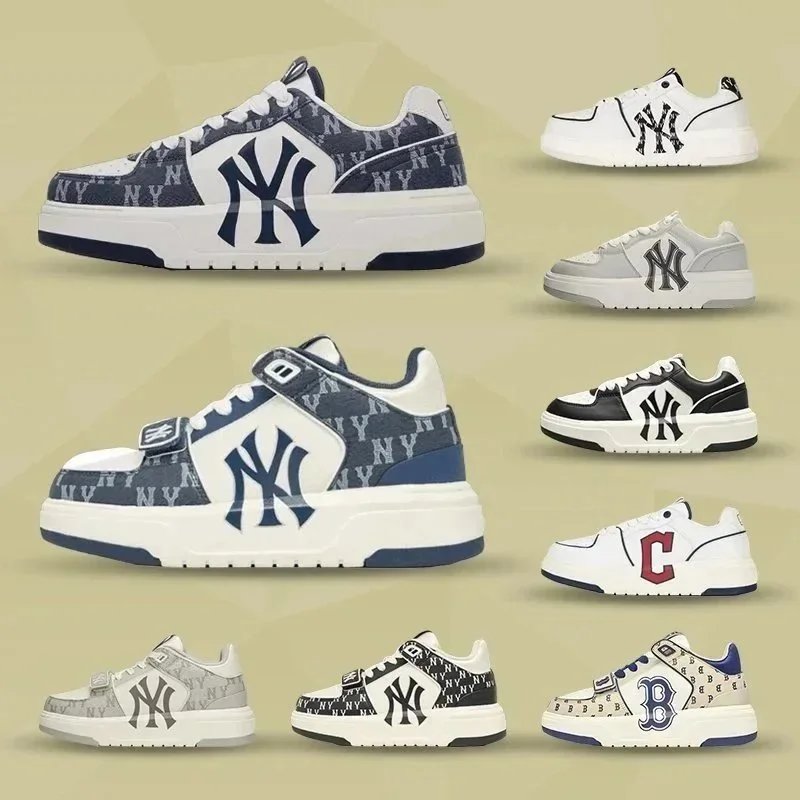 MLB New York Yankees Monogram Chunky Sneakers White and Navy
