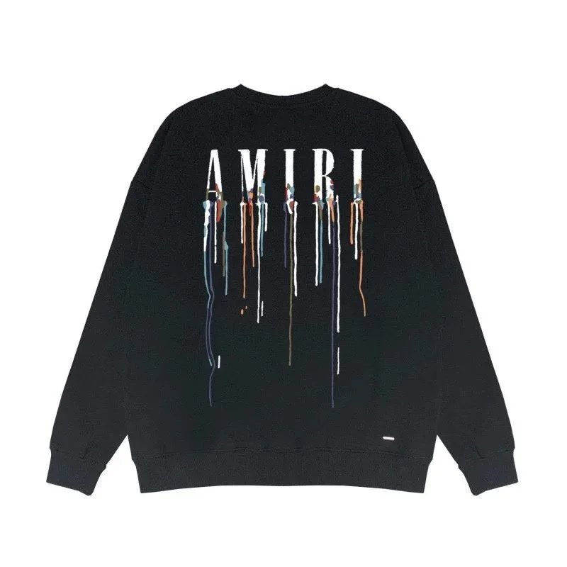 Amiri Drip Logo Sweatshirt Casual Hoodie Black