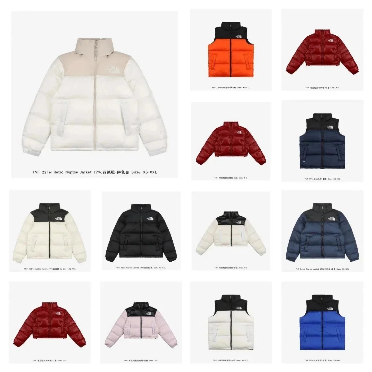 The North Face TNF Retro Nuptse Jacket 1996 Puffer Jacket White and Beige