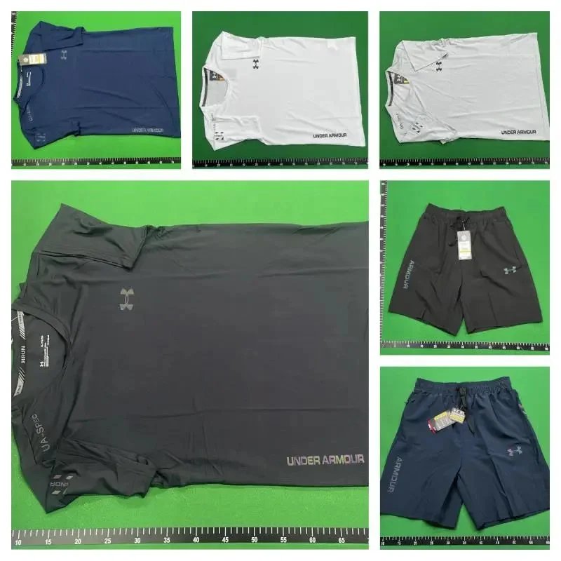 Under Armour UA Sportstyle Left Chest T-Shirt and Shorts Set Casual Activewear Black and Navy