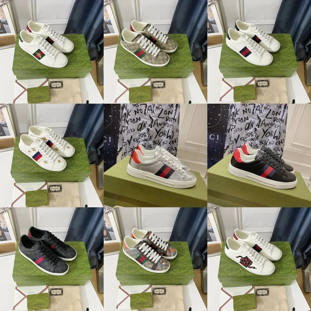 Gucci Ace Sneakers Casual Leather Low Top Sneakers Multicolor
