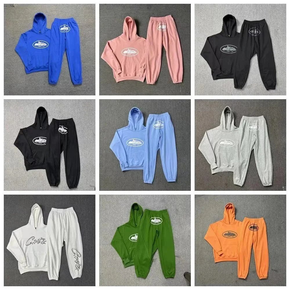 Corteiz Alcatraz Tracksuit Casual Hoodie and Joggers Set Multicolor
