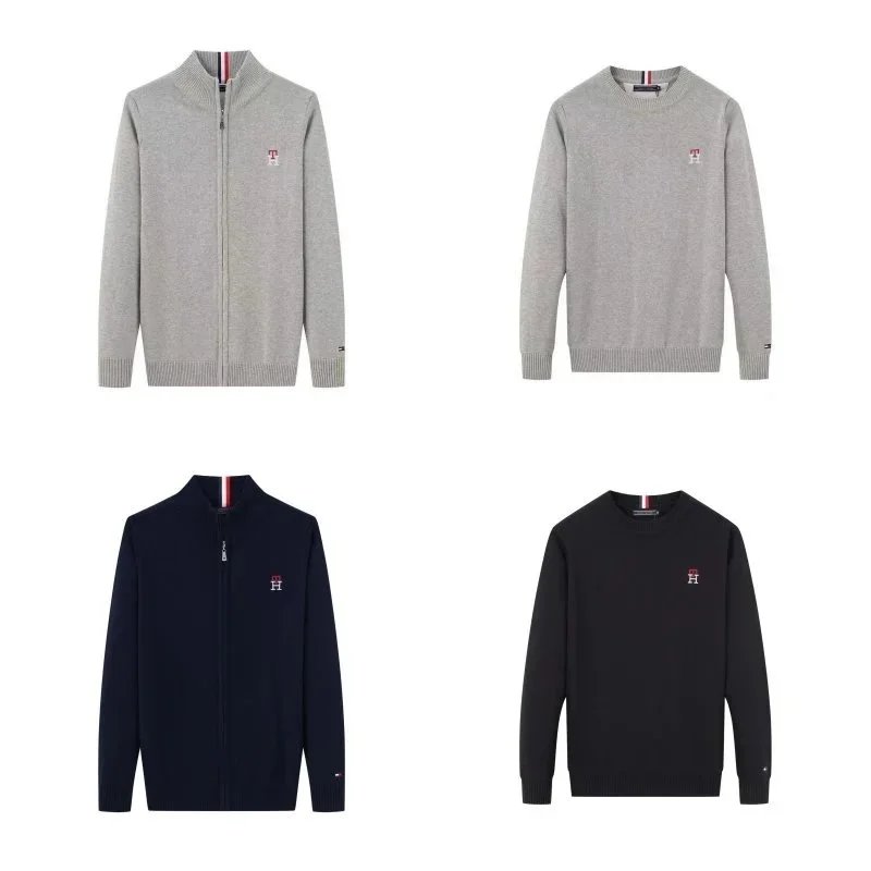 Tommy Hilfiger Zip-Up Cardigan Sweater Casual Knitwear Gray