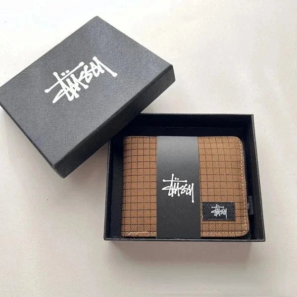 Xitu short wallet, plaid, brown, with box