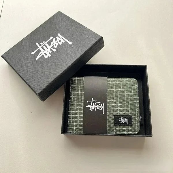 Xitu short wallet, plaid, green, with box
