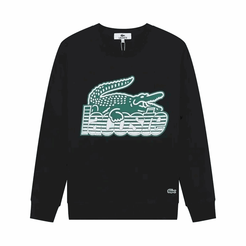 Lacoste Graphic Crocodile Sweatshirt Casual Pullover Black