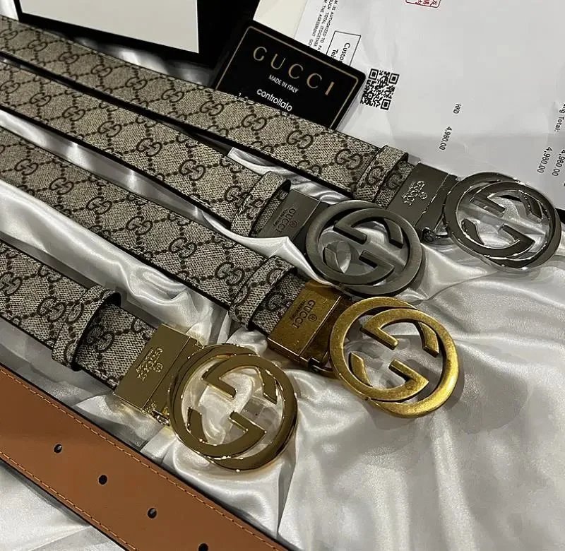 Gucci GG Supreme Canvas Belt Classic Leather Strap Multicolor