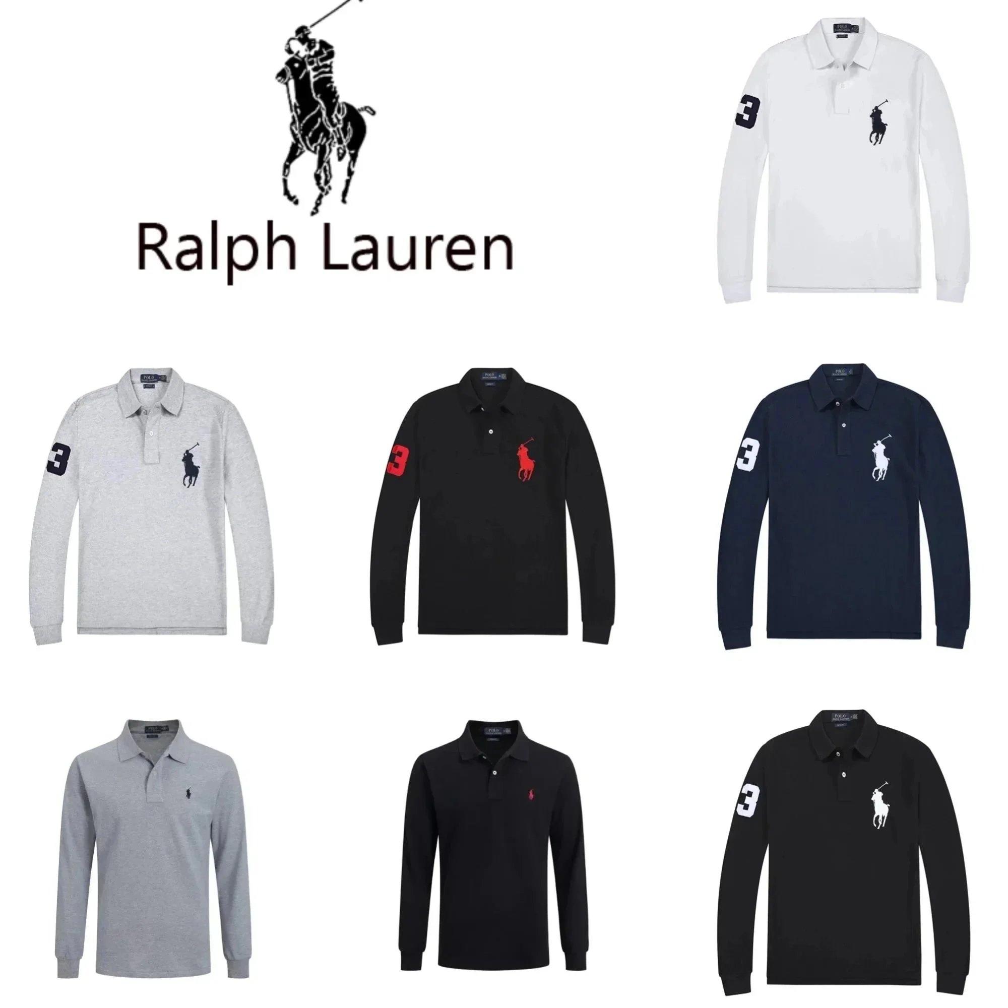 Ralph Lauren RL Classic Long Sleeve Polo Shirt Cotton Casual White