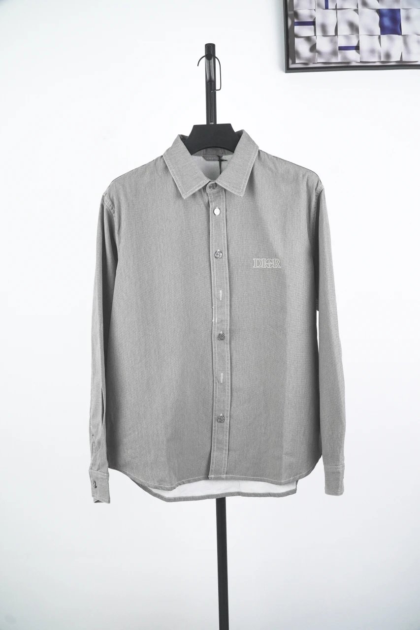 岛标刺绣长袖衬衫(灰) 岛标刺绣长袖衬衫(灰)